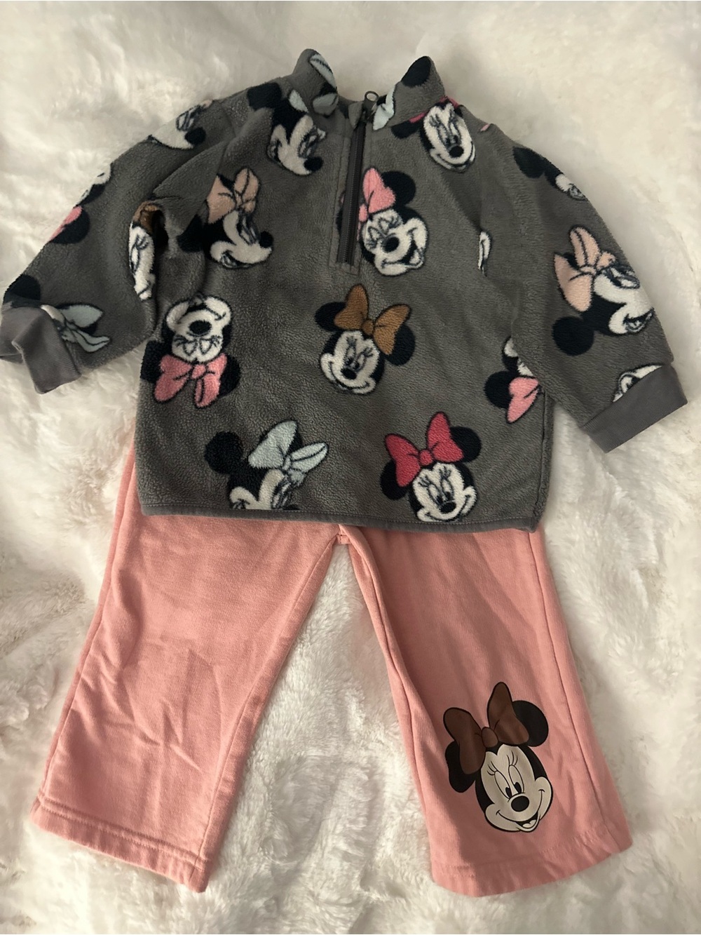 Disney Pink and Gray Minnie Mouse Kids Matching Set